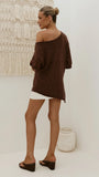 Keisha Off The Shoulder Top Chocolate