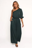 Hedda One Shoulder Jumpsuit Emerald