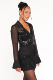 Eliana Sheer Sequin Blouse Black