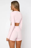 Over The Line Long Sleeve Crop Ballet Pink