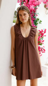 Vanessa Oversized Mini Dress Chocolate