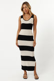 Bridget Midi Dress Cream Black Stripe