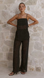 Rubi Top and Pants Set Black Polka