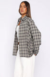 At First Light Button Up Shirt Blue Grey Check