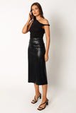 Miller Faux Leather Midi Skirt Black