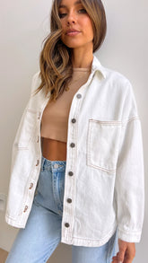 Ensley Denim Jacket White
