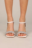 Allure Rhinestone Block Heel White