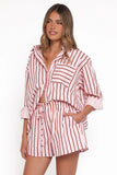 Ashlyn Short Set Pink And Burgundy Stripe