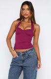 Boy Bye Halter Bustier Plum