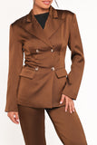 Trina Satin Blazer Brown