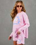 Newport Beach Babe Knit Fleece Graphic Sweatshirt