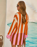 Easy Holiday Striped Colorblock Mini Dress