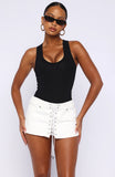 Might Be Love Denim Skort White