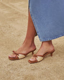 Tatie Straw Open Toe Kitten Heels
