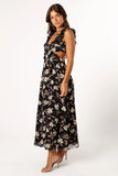 Lucah Frill Shoulder Maxi Dress Black Floral