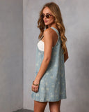 Abegail Floral Denim Overall Mini Dress