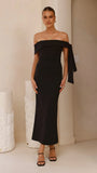 Halen Off Shoulder Midi Dress Black