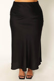 Nellie Satin Midi Skirt Black