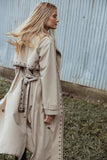 Grayson Embroidered Trim Trench Coat Taupe