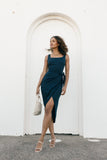 Misty Wrap Midi Dress Navy