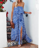 Rosha Printed Strapless Tie Maxi Dress