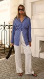 Ciel Oversized Long Sleeve Shirt Dark Blue