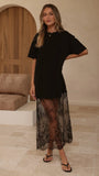 Kai Lace T Shirt Maxi Dress Black