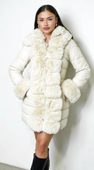 Glacier PU Puffer Fur Jacket Cream