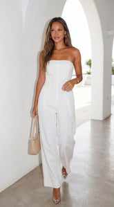 Elarya Tube Wide Leg Jumpsuit White