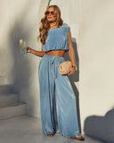 Resort Stay Plisse Wide Leg Pants