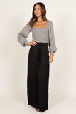 Gia Sweetheart Neck Bell Sleeve Knit Sweater Light Grey