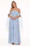 Codie Off Shoulder Maxi Dress Cornflower Blue Floral