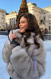 Glacial Chic Faux Fur Bomber Jacket Smokey Taupe