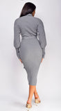 Sabriana High Neck Midi Dress Gray