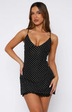 Good Luck Babe Mini Dress Black White Polka Dot