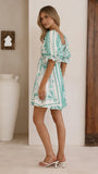 Danica Mini Dress Green Aztec