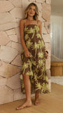 Marcel Maxi Dress Brown Green Palm