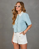 Meline Lace Collar Chambray Top