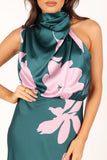 Anabelle Halter Neck Midi Dress Green Pink