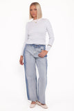Stacie Ribbed Knit Top Light Blue Stripe