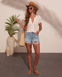 Flowing Cove Open Knit Button Down Top