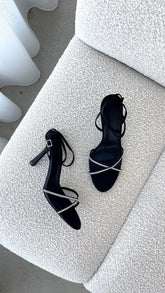 Vixin Heels Black Satin Diamante