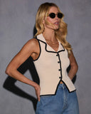 Solene Collared Contrast Trim Sweater Tank