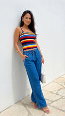 Laguna Wide Leg Denim Pants Blue
