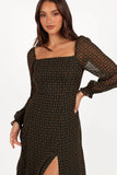 Ettie Long Sleeve Midi Dress Pine Tan