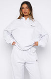Cant Be Changed Oversized Henley Sweater Grey Marle