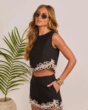 Sunlit Solara Contrast Embroidered Top