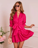 Adonie Striped Front Tie Mini Shirt Dress