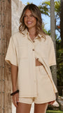 Olivia Shirt and Shorts Set Sand
