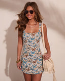 Neutral Harvest Brocade Mini Dress